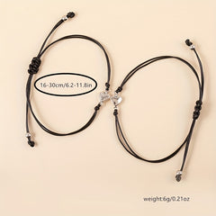 2 Pcs Stackable Heart Bracelet Adjustable Rope Braided Bracelet