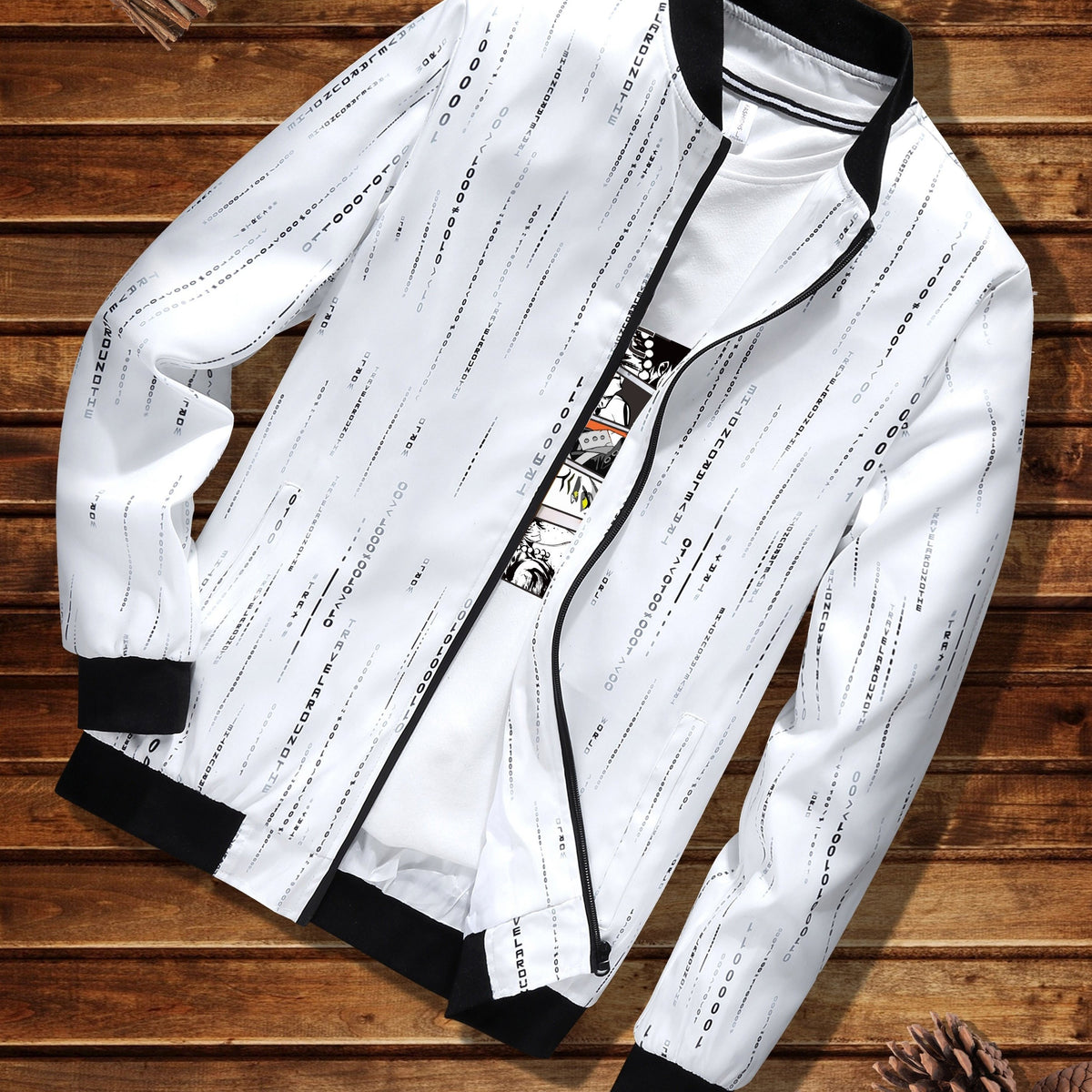 Men's Lightweight Baseball Collar Zip Up Jacket