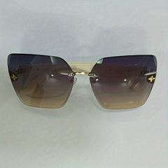 Large Rimless Sunglasses UV400 Sun Shades for Summer Beach Travel with Case