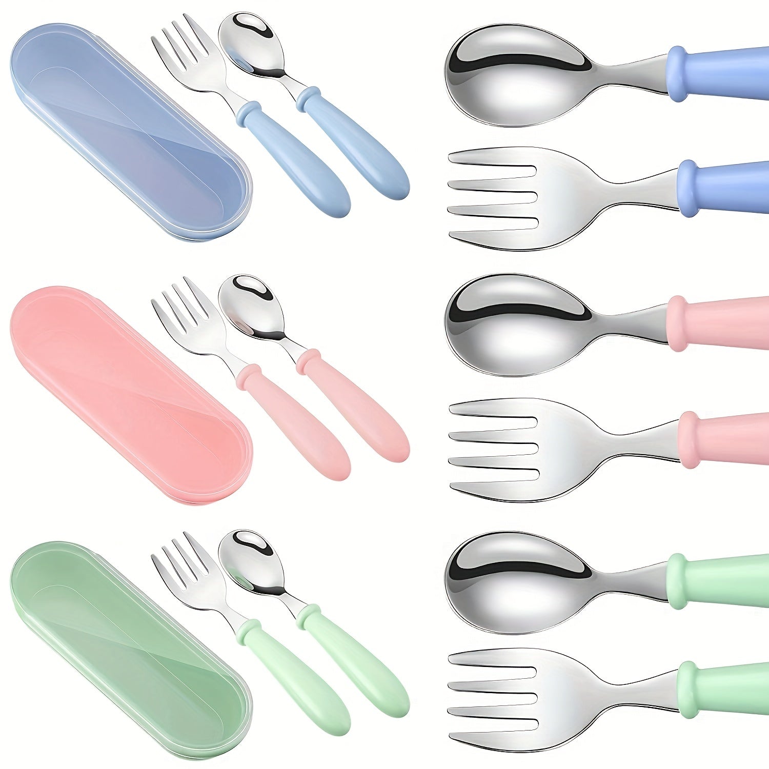 3pcs Stainless Steel Cutlery Set Fork Spoon Box