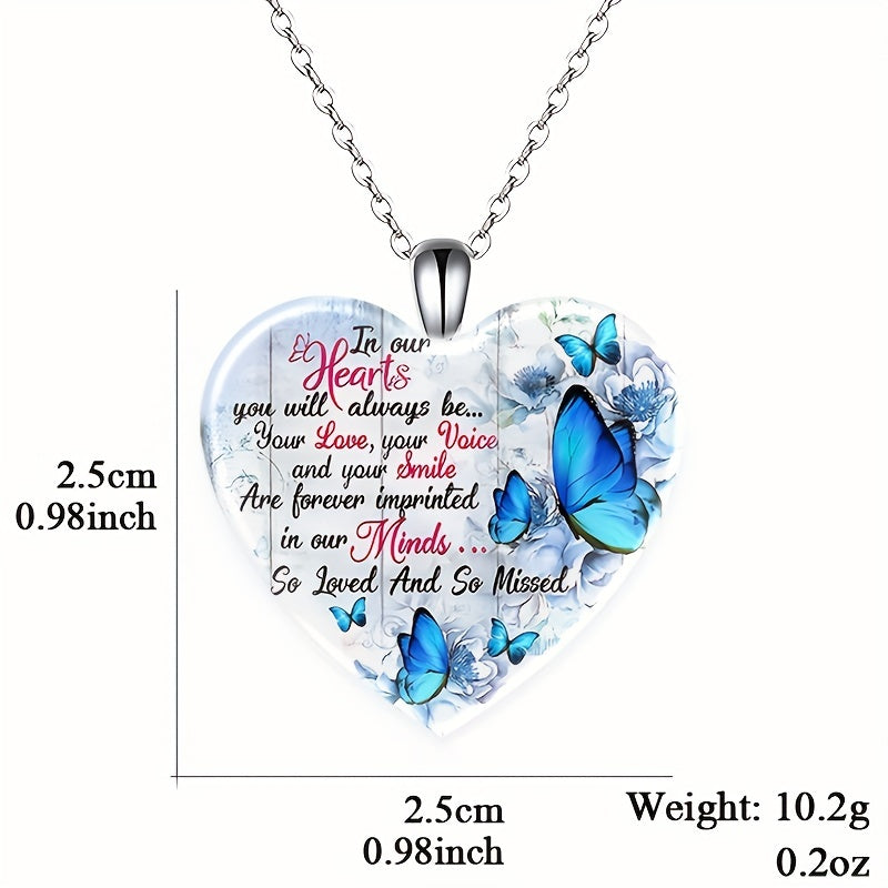 Heart Butterfly Crystal Pendant Necklace Neck Jewelry Christmas Gift