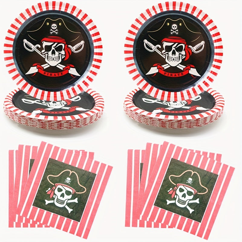 Pirate Party Supplies Set 20pcs Plates and Napkins