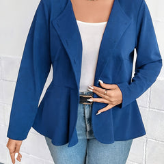  Solid Long Sleeve Open Front Blazer