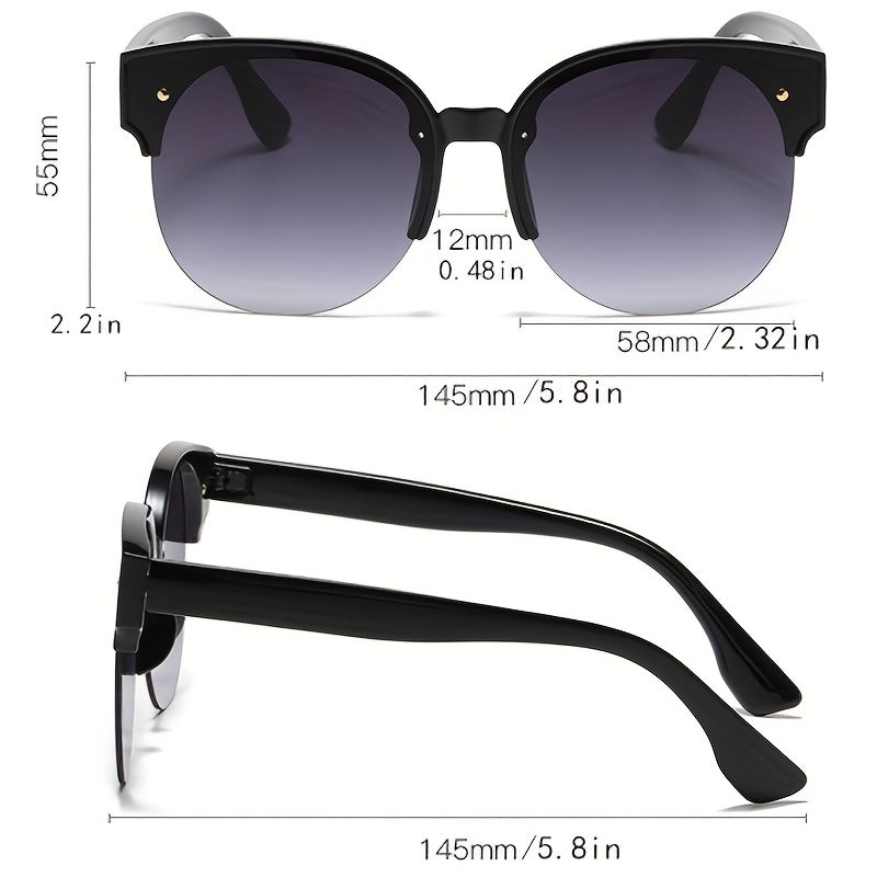 Y2K Cat Eye Sunglasses Semi Rimless UV400