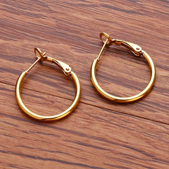 Golden Silvery Hoop Earrings Minimalist Stainless Steel 14K Plated
