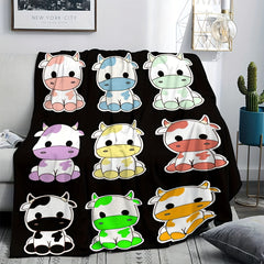 Colorful Little Cow Print Flannel Blanket Soft Winter Warm Blanket