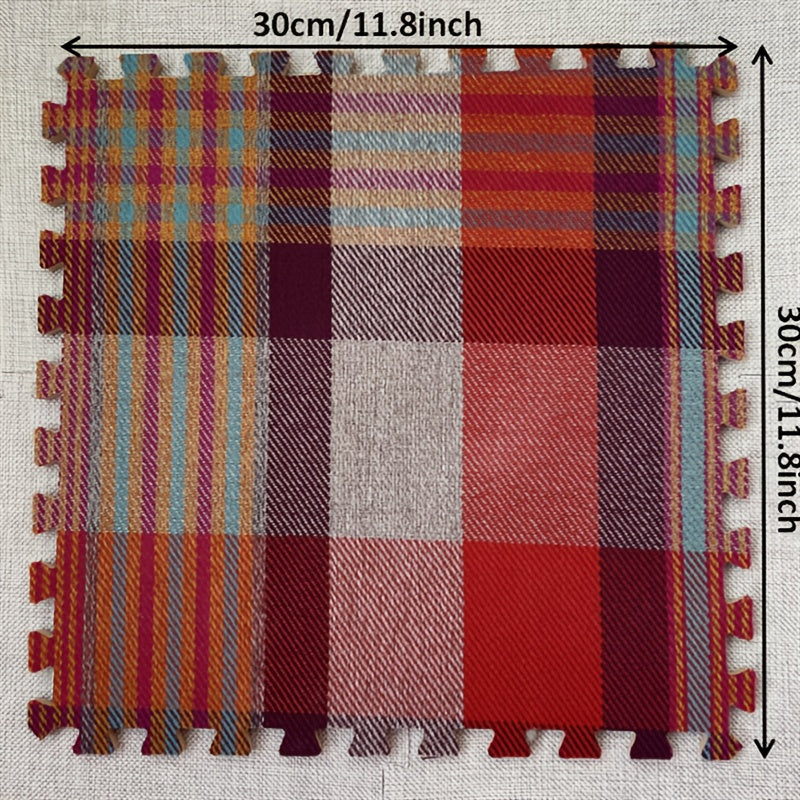 6 Pack Fabric Splicing Carpet Plaid Halloween Floor Mat Christmas Mat