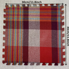 6 Pack Fabric Splicing Carpet Plaid Halloween Floor Mat Christmas Mat