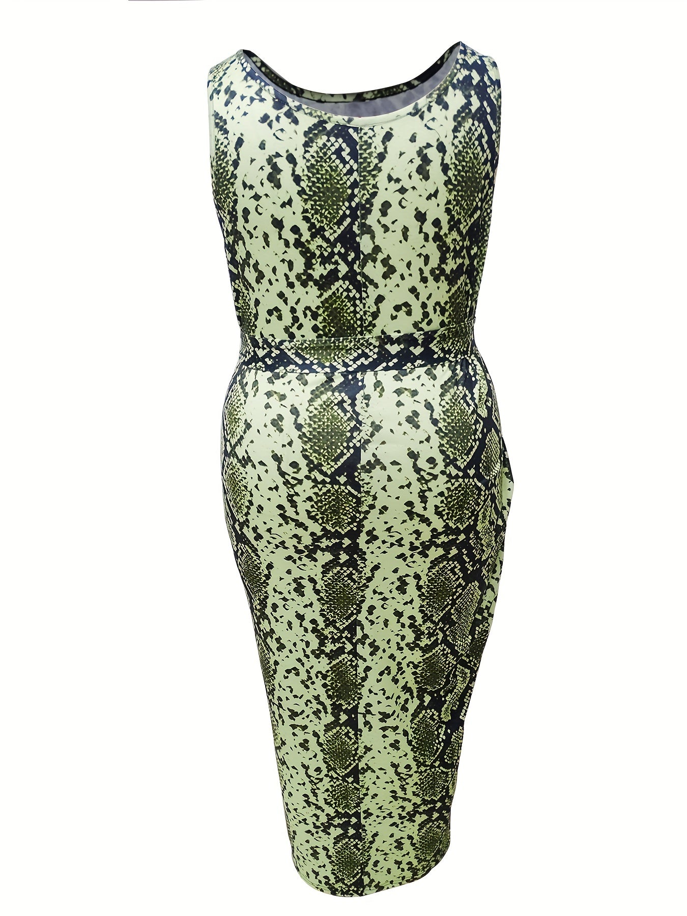  Snake Skin Print Round Neck Maxi Tank Dress