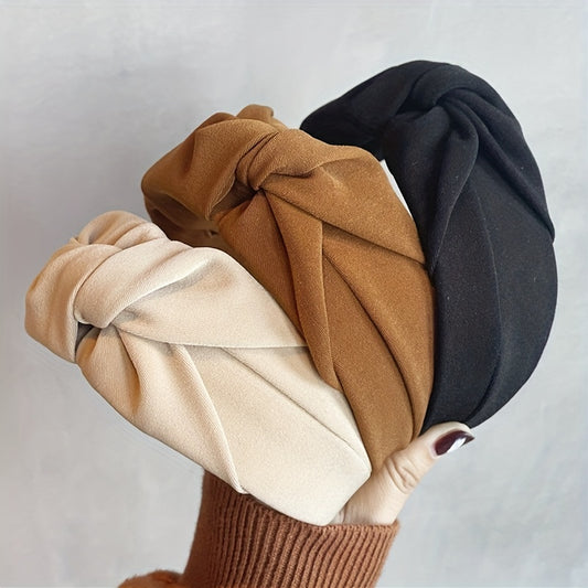 Vintage Knot Decor Hair Hoop Wide Headband Non Slip Hair Accessory