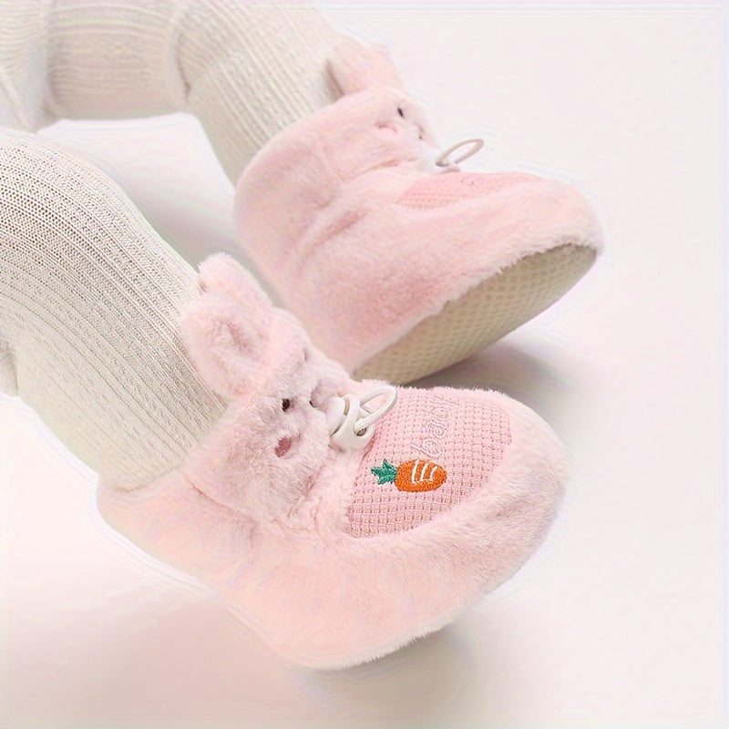 Cartoon Rabbit Baby Girls Indoor Fleece Boots