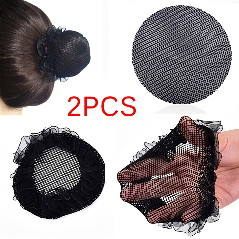 2pcs Nylon Mesh Stretchy Ballet Bun Hair Covers Hairnet for Women Girls