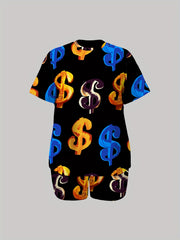  Graphic Print Top & Shorts Set