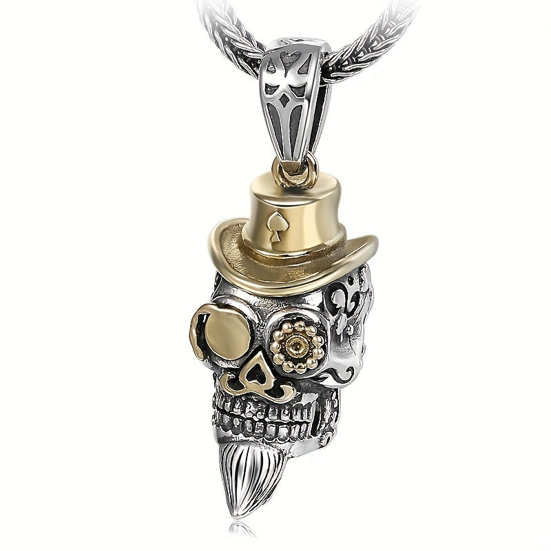 Men's Stainless Steel Skull Head Pendant Vintage Necklace