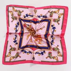 Square Satin Scarf Classic Horse Print Neckerchief Shawl Bandana