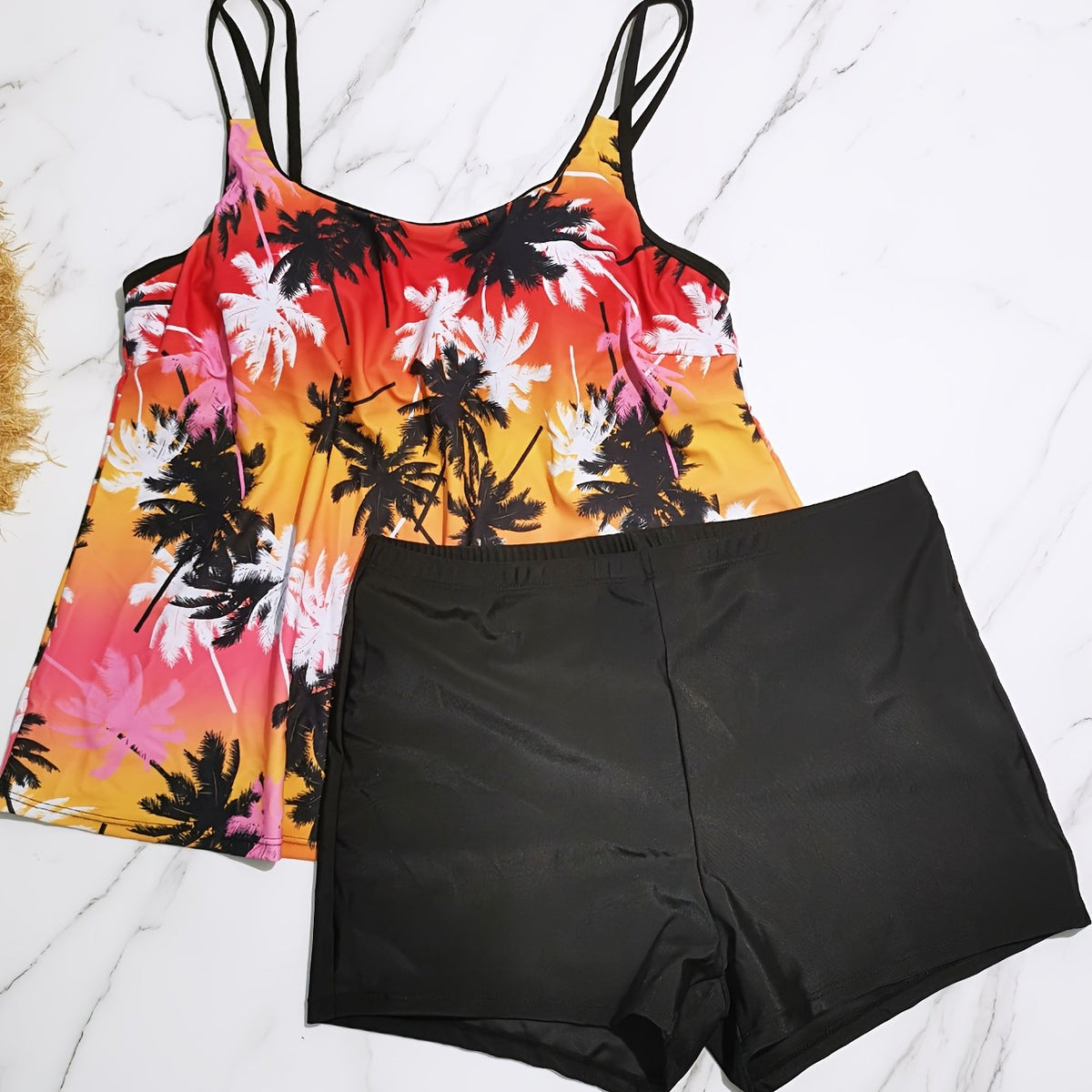 Coconut Tree Tankini Set Plus Size