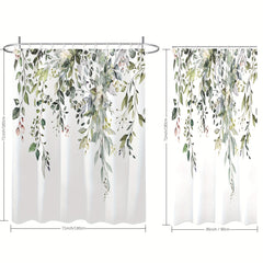 Flowers Green Leaves Shower Curtain Plant Leaves Bathroom Window Curtain