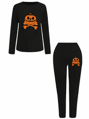  Halloween 2pcs Set Women's Plus Graphic Print Tee & Leggings Set