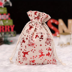 Christmas Burlap Candy Bag Drawstring Gift Bag For Kids Teens Adults