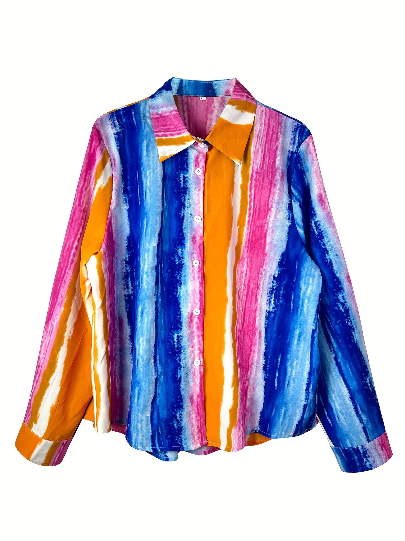  Tie Dye Button-Up Collar Top