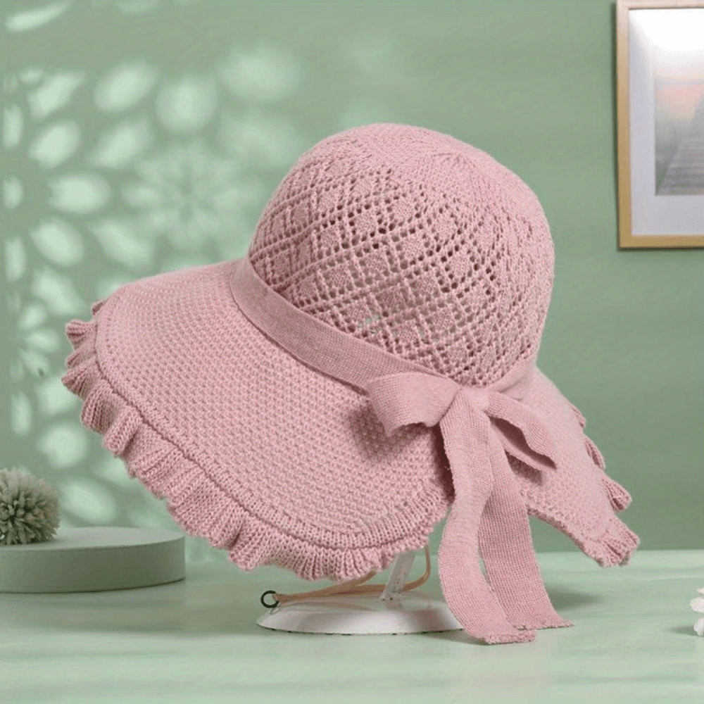 Crochet Hollow Wide Brim Sun Hat for Women