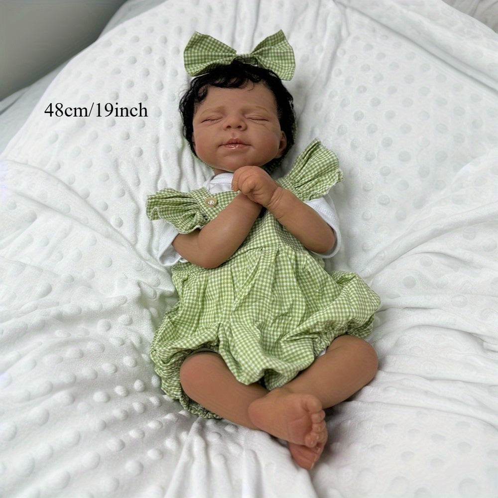 19 Inch Reborn Doll Green Gingham Dress