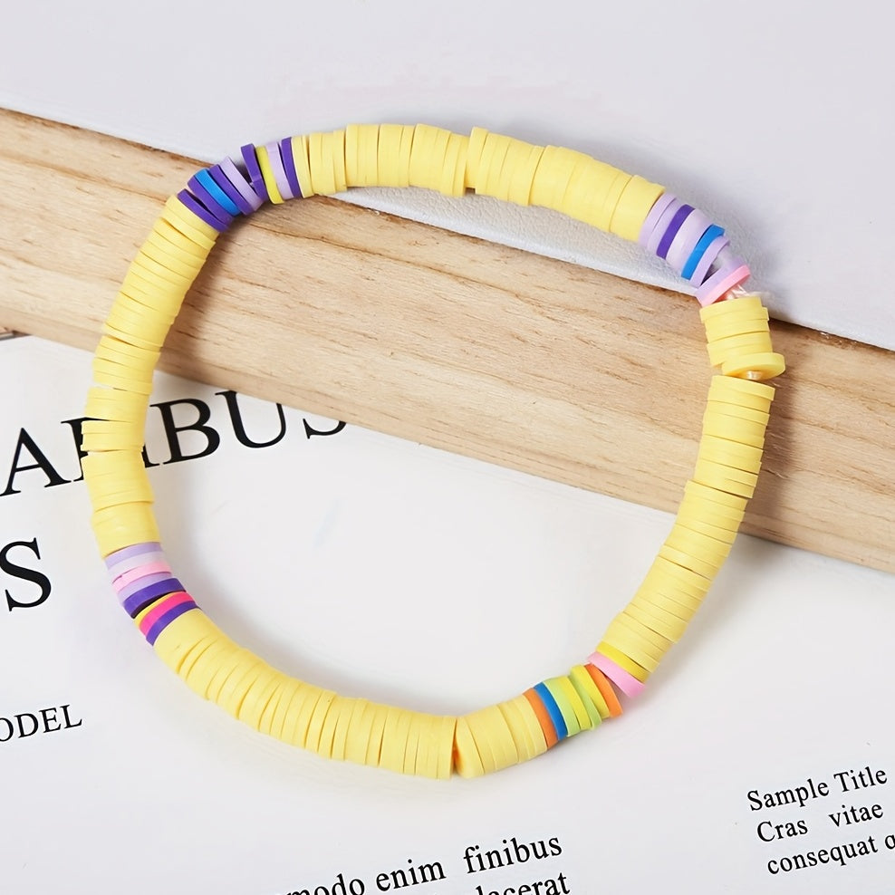 Bohemian Colorful Soft Clay Beaded Bracelet for Women