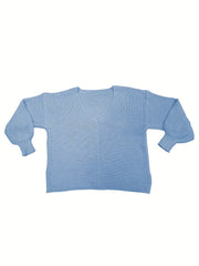  Lantern Sleeve V Neck Sweater
