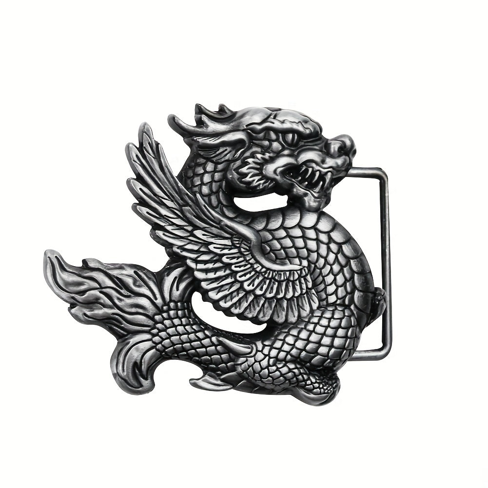 Retro Chinese Fly Dragon Belt Buckle Pterosaur Eagle Wing Pewter Finish