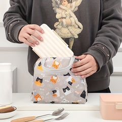 Cartoon Pattern Lunch Storage Bag Zipper Portable Insulation Satchel