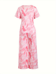  Tie Dye Pajama Set Short Sleeve Tee & Pants