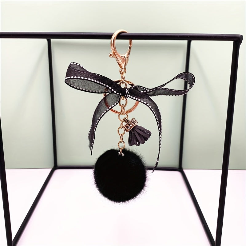Bow Plush Ball Bag Pendant Key Chain Car Key Chain