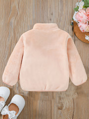 Baby Girls Fleece Thermal Jacket Zip up Collar Outerwear