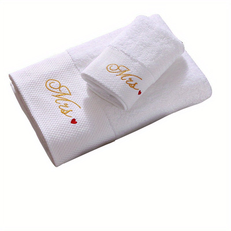 3pcs Love Embroidery Cotton Towel Set Soft Skin-friendly Bathroom & Hotel
