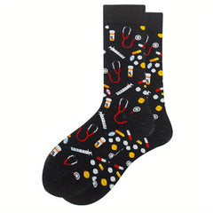 Men's Patterned Crew Socks for Outdoor Wear