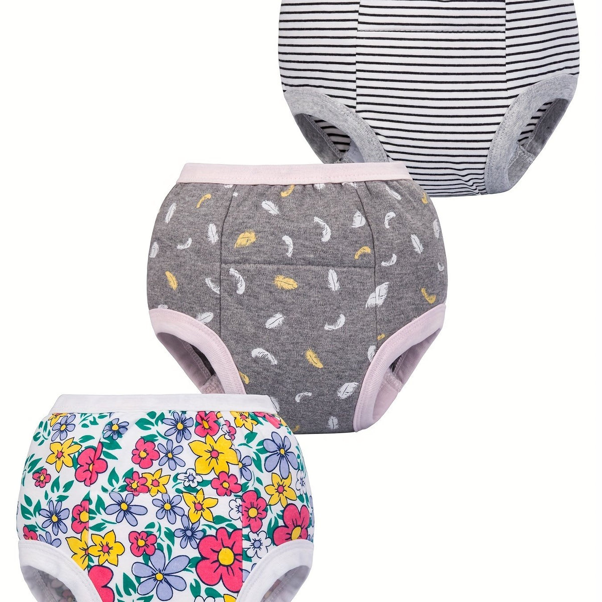 3pcs Kids Potty Training Pants, Diaper Shorts for 2-4 Years, Breathable Cotton