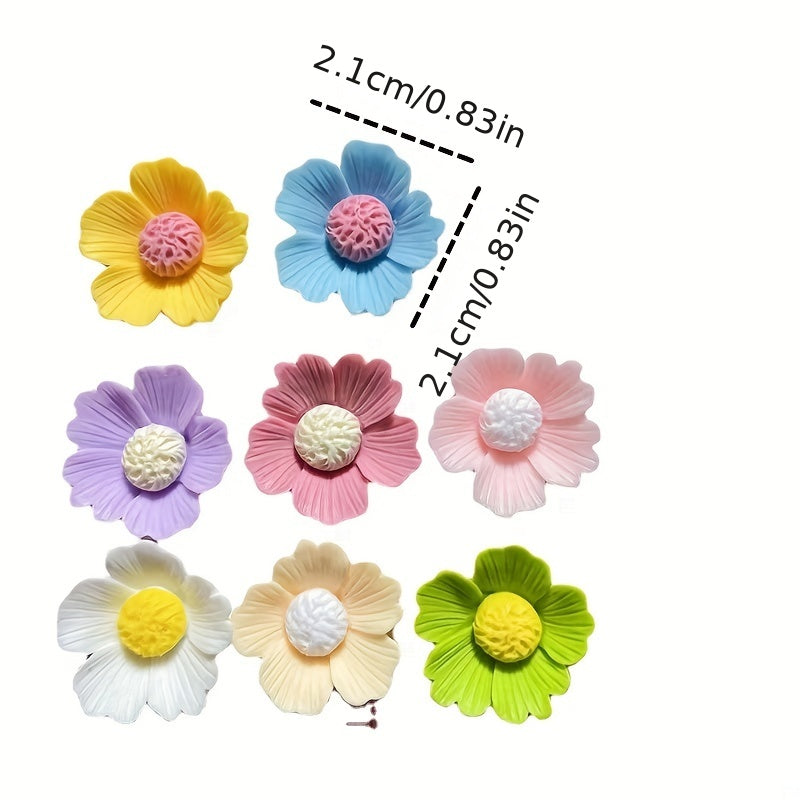28pcs Resin 3D Flower Charm DIY Jewelry Decorations Colorful Embellishments