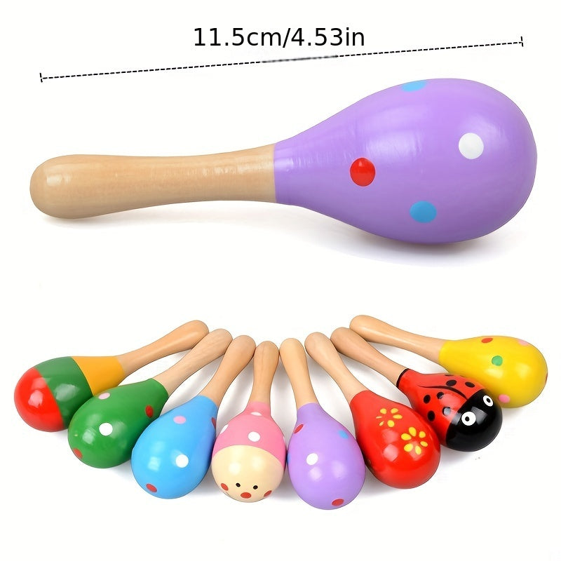 Wooden Cartoon Sand Hammer for Infants & Children