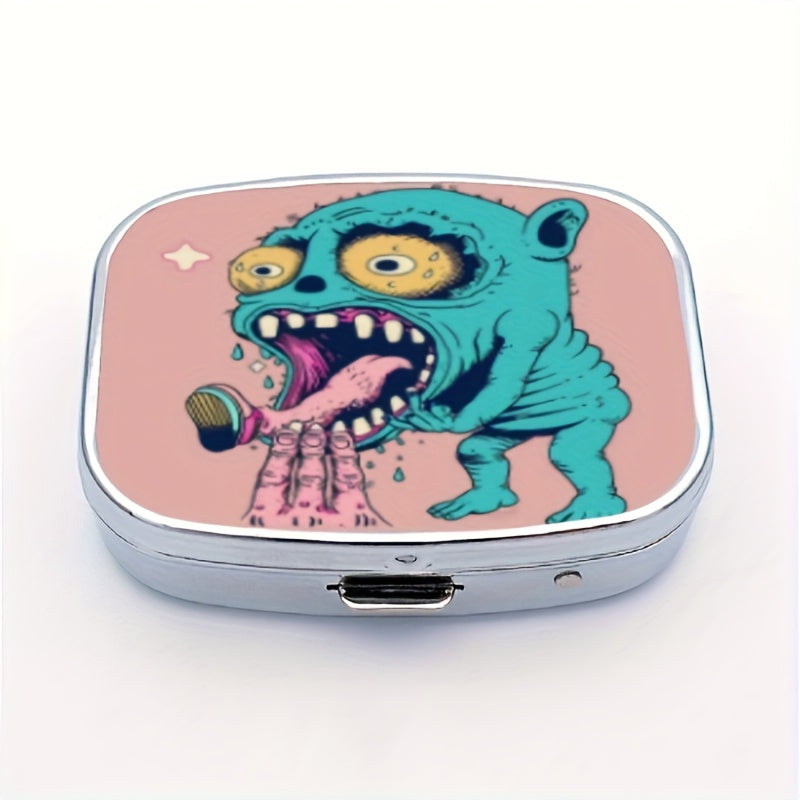 Cartoon Metal Medicine Box 2 Compartment Pill Organizer