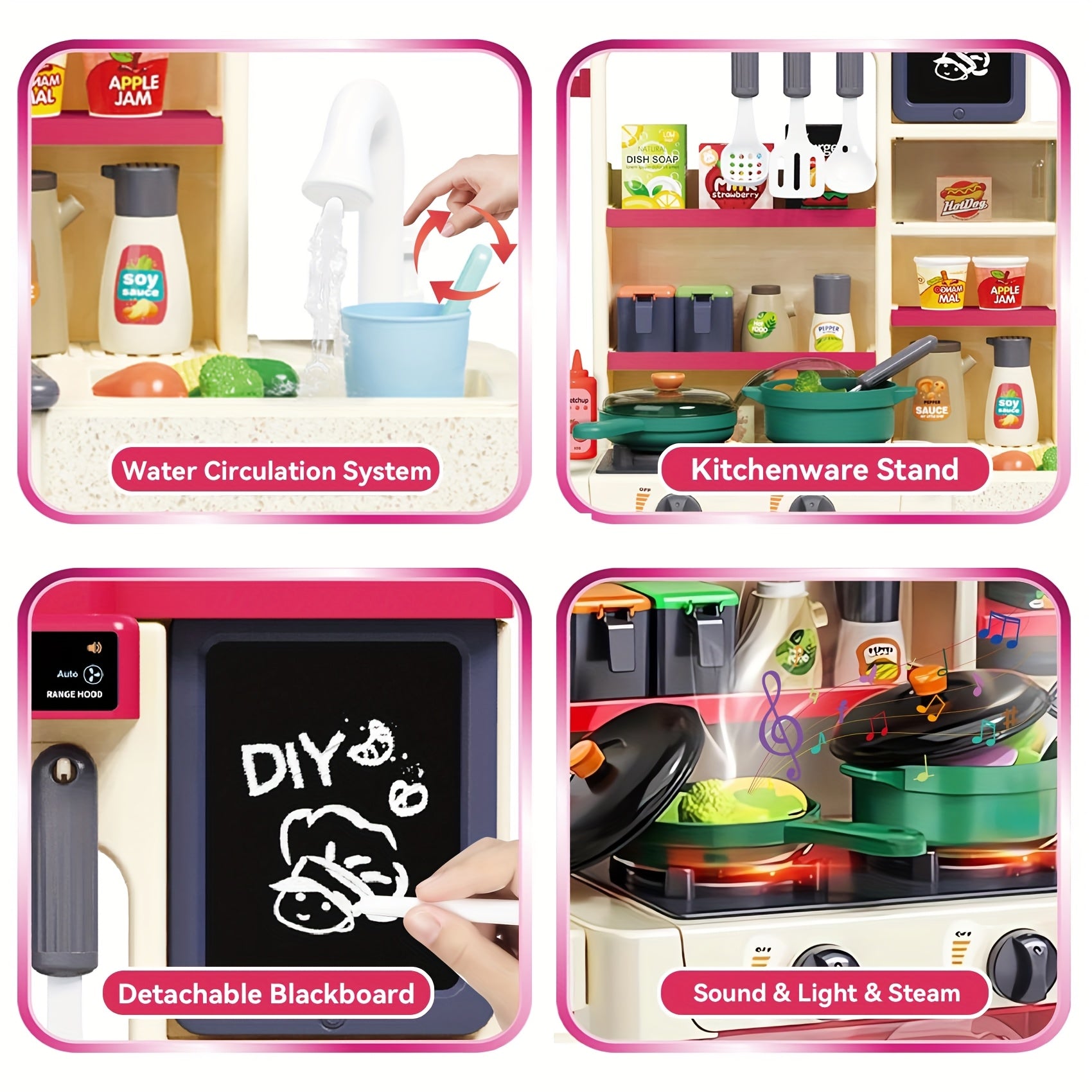 Pretend Kitchen Toys Simulated Kitchen Girl Cooking Steaming Set