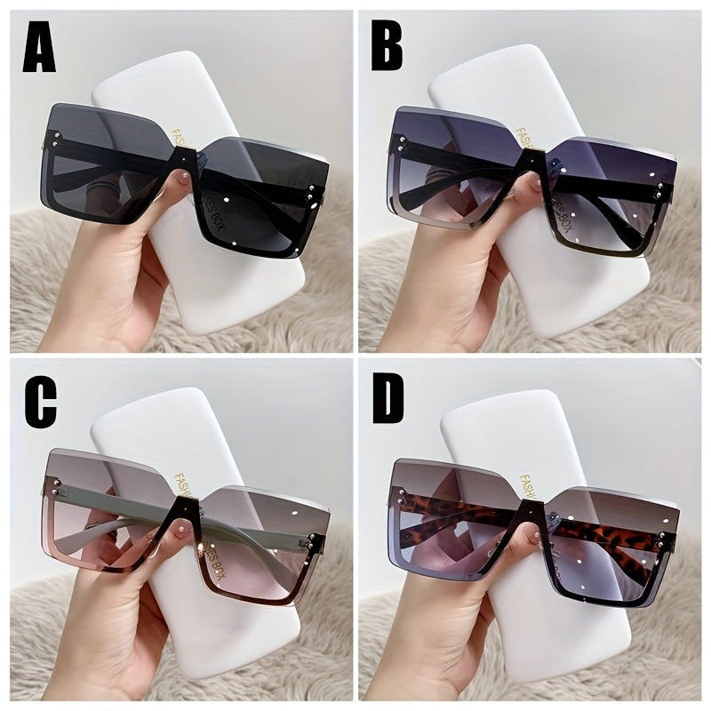 Square One piece Sunglasses For Women Men Oversized Gradient Rimless Glasses