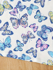 Girl's Butterfly Pattern Outfit Set for Summer