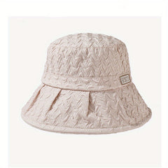 Embossed Bucket Hat Solid Pleated UV Protection Basin Hat Lightweight Fisherman