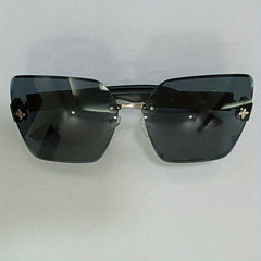 Men Women Rimless Sunglasses UV400 Sun Shades Gradient Lens with Glasses Case