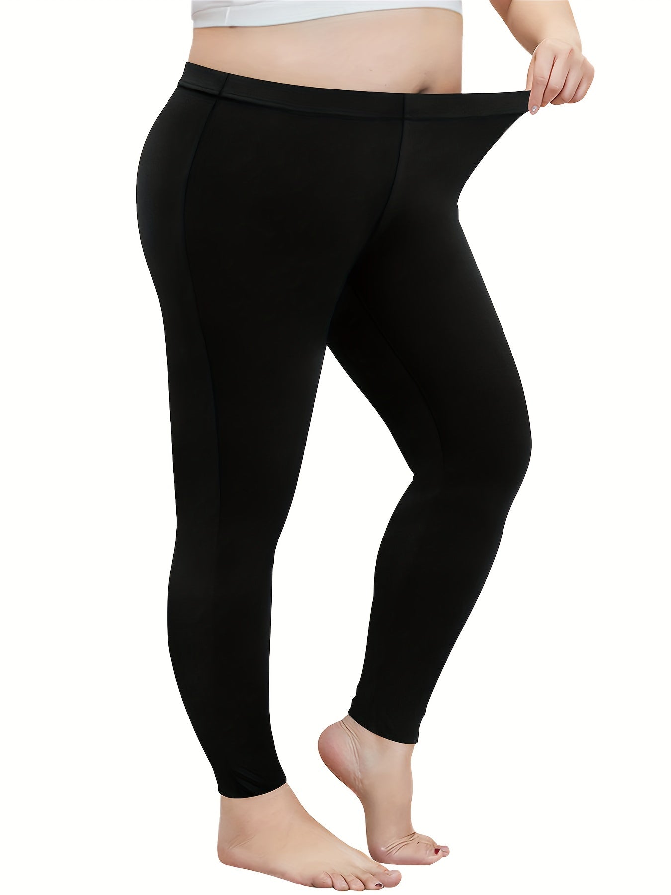 Casual Pants Women's Plus Solid High Rise Skinny Trousers
