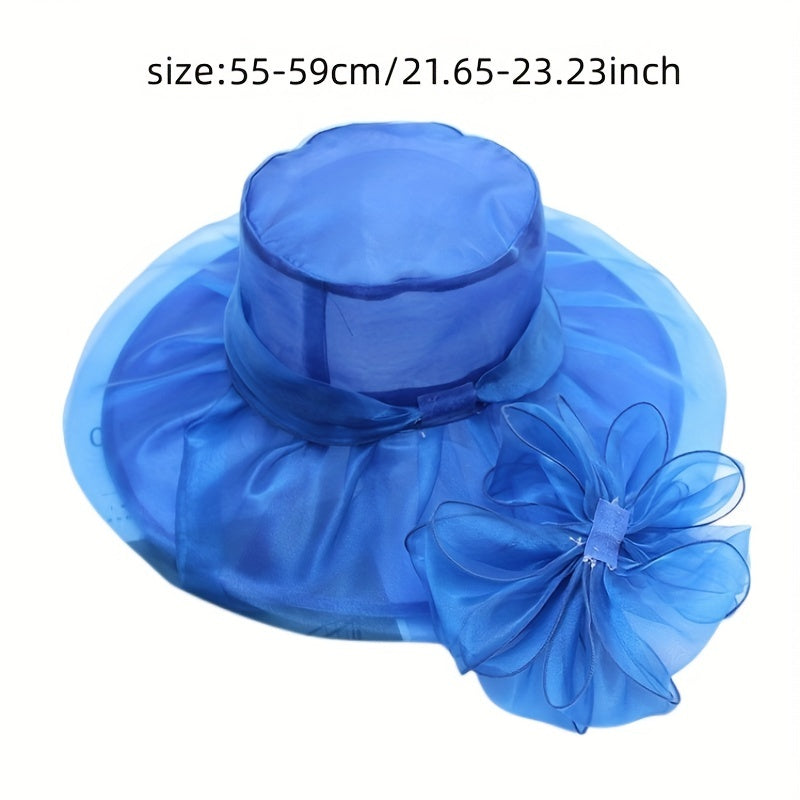 Foldable Flower Organza Sun Hat Solid Mesh Breathable Travel Beach Hats