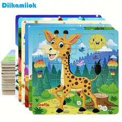 Wooden Puzzle Cartoon Animals Car Letter Number Pattern Jigsaw Puzzles