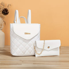 2 Pcs Solid Bag Sets Minimalist Backpack & Shoulder Chain Bag