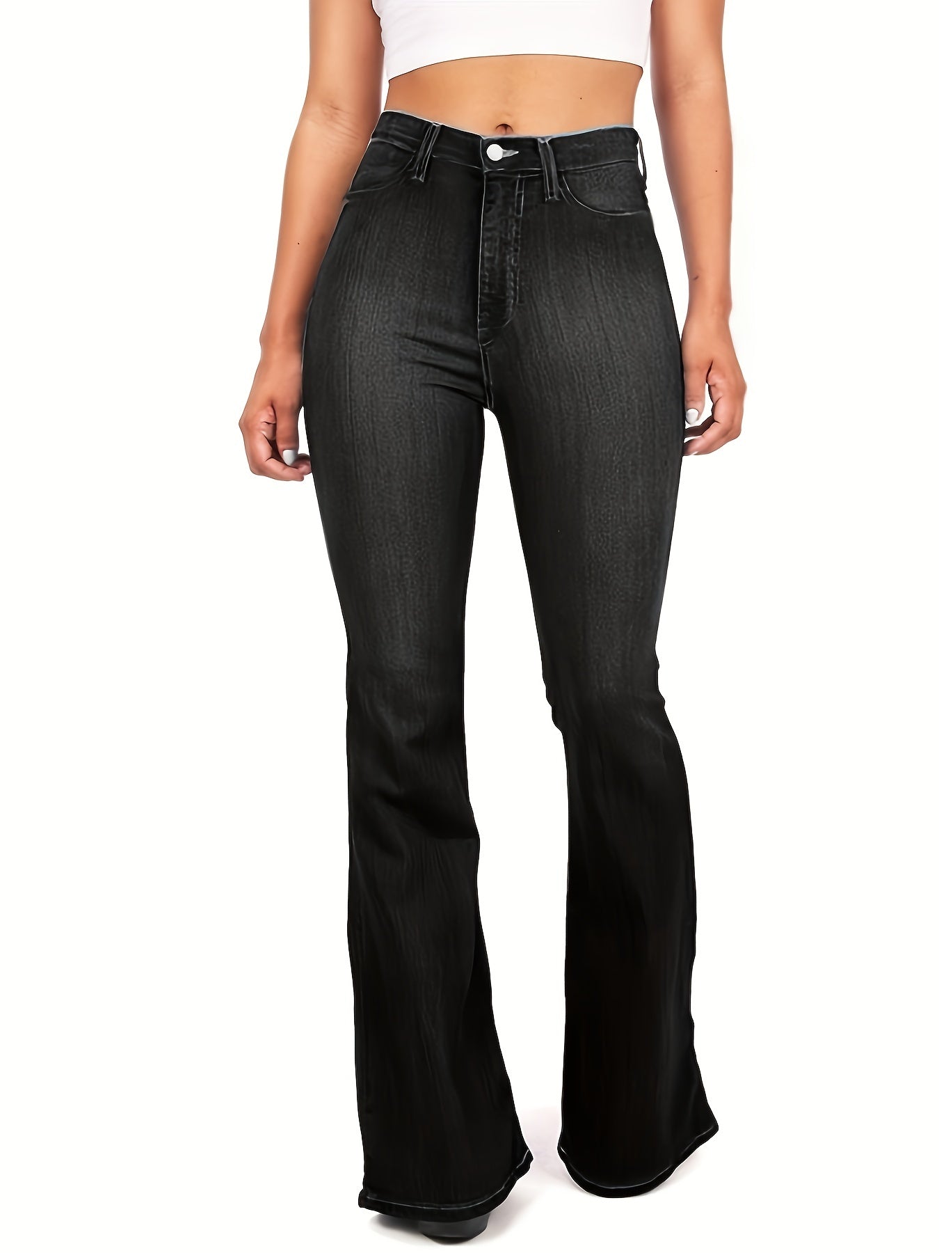 High Waist Flared Jeans Bell Bottom Wide Legs Denim Pants