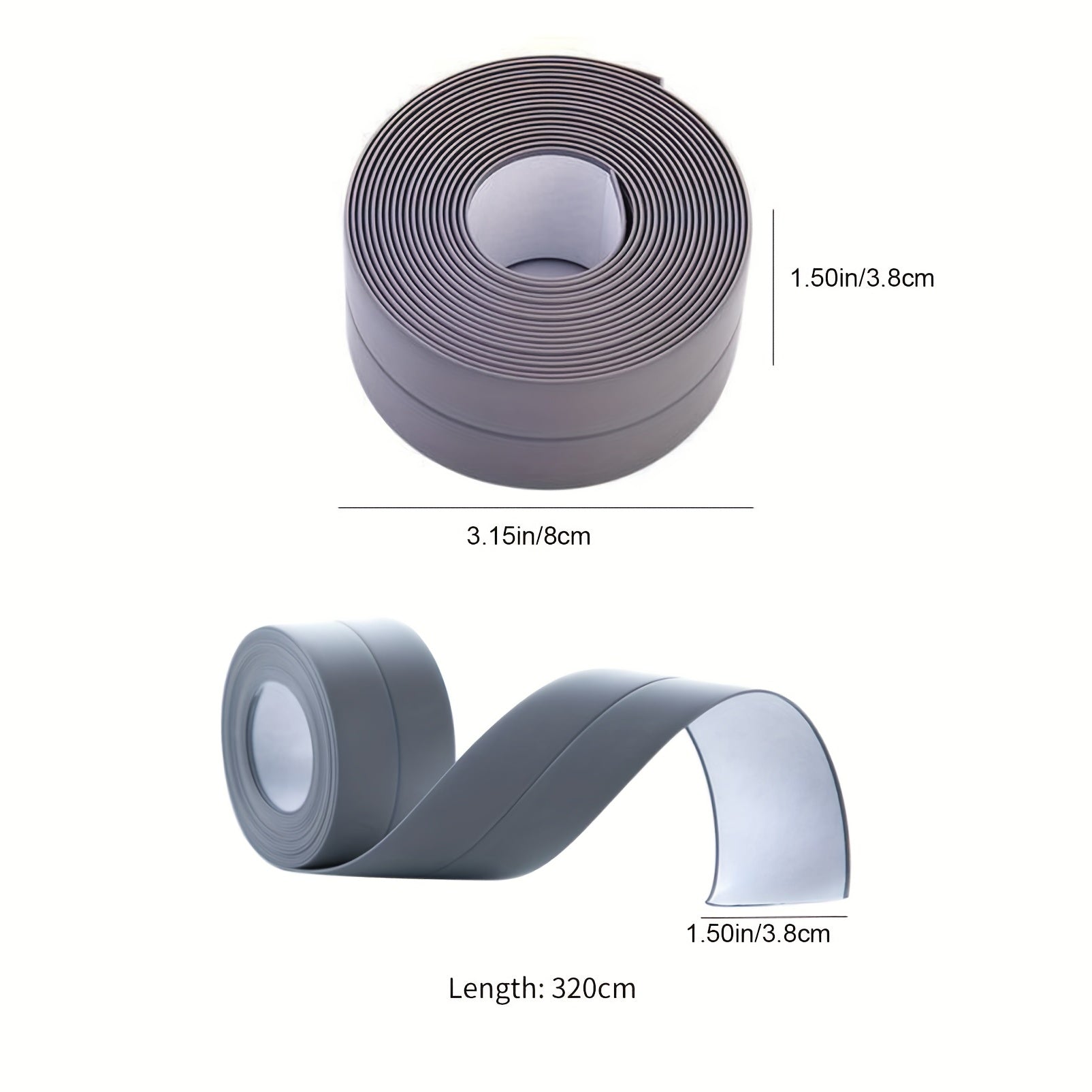 Gray Self Adhesive Caulk Strip for Kitchen & Bathroom Sealing